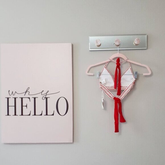 NWT Sugarfree crochet accented red & cream bikini top & bottom set - Picture 7 of 11